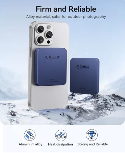 Image of ORICO 2TB Magnetic External SSD, Aluminum Alloy, Up to 2000MB /s, 4K 120Hz ProRes HDR Record and Store, External Solid State Drive, Compatible with iPhone 17 16 Pro Max, Tablet, Computer - K20MINI Blue