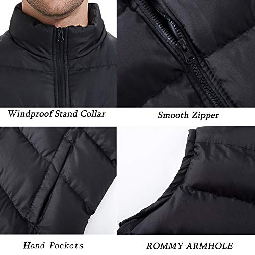 Image of Mywu Mens Spring Fall Vest Puffer Lightweight Stand Collar Quilted Sleeveless Jackets