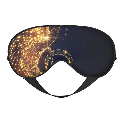 Máscara de ojos funcional con nota musical dorada con estampado de estrella brillante caída, ajustable, ligera, transpirable, para hombres y mujeres, viajes, meditación