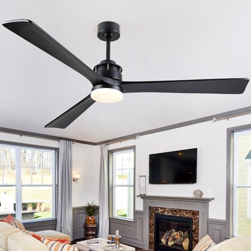 Mpayel 70" Black Ceiling Fans with Lights and 3 Wood
