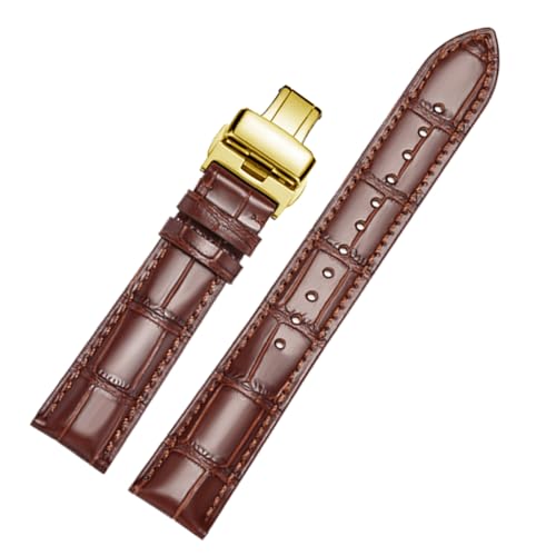 Bracelet de montre XXL en cuir véritable avec boucle papillon élégante