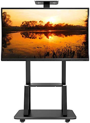 Mobile TV Bodenständer/Wagen mit Regal und abschließbaren Lenkrädern für die meisten 55"-75" Fernseher, Höhenverstellung, Belastung 105 kg