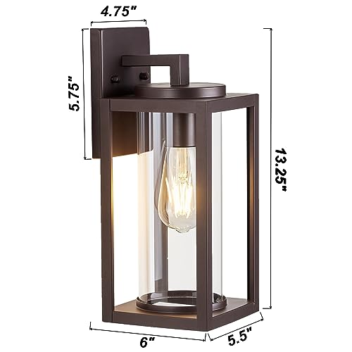 Image of MICSIU Oil Rubbed Bronze 13 Inch Exterior Light Fixture 1 Pack Industial | Waterproof Outdoor Wall Sconce Lights, Clear Glass Outside Light for House, Garage, Patio, Garden