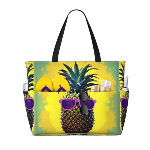Sac à bandoulière imperméable imprimé ananas et citation fun pour femme