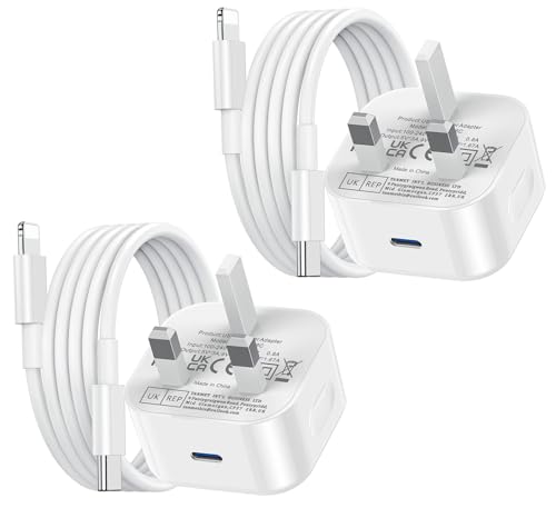 iPhone 14 13 12 Charger Fast Charge 1M Long Apple Phone Light-ning Charger Cable and Plug UK 20W Charging for i 14 Plus/14 Pro Max/13 Pro/12 Pro/SE/11 Pro/iPad 7 8th 9th USB C to PD Lead and Head
