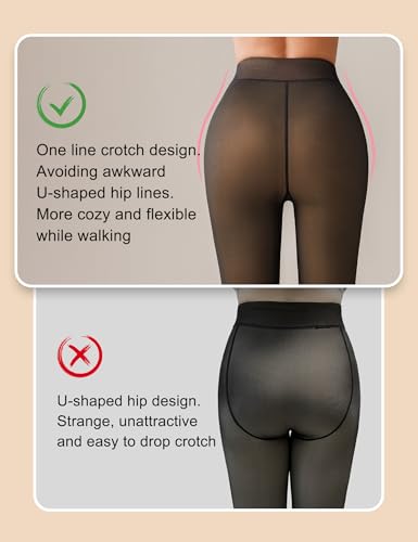 Tournesol Women's Fleece Lined Tights Thermal Pantyhose Fake Translucent Tights Warm Sheer Thick Leggings for Winter2