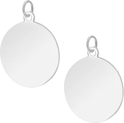 PH PandaHall Etiquetas de estampado de plata de ley 925, 2 colgantes redondos grabables de 0.59 pulgadas, colgantes de disco perforado, etiquetas de