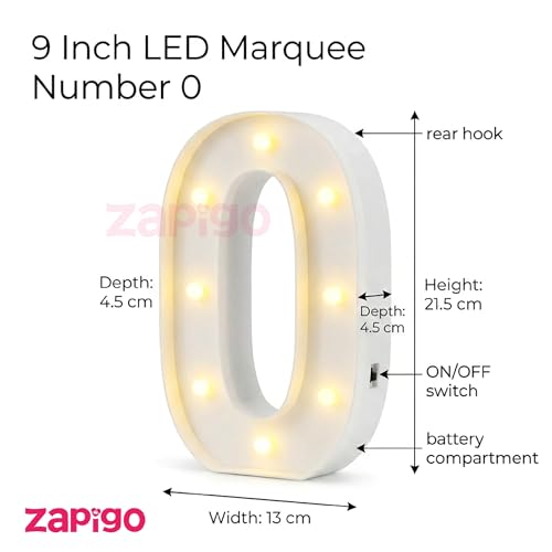 Image of Balloonistics LED Marquee Number 30 Light - Cordless Battery-Operated Light Up Number Sign for 30th Birthday, Anniversary, Wedding, Party Decoration, Photo Booth Backdrop, Cake Table Decor