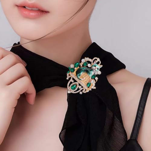 Image of Fashion Cute Crystal Animal Brooch Pins for Women Girls Cat Bird Corsage accessory Pin delicate accessory Party Ceremony