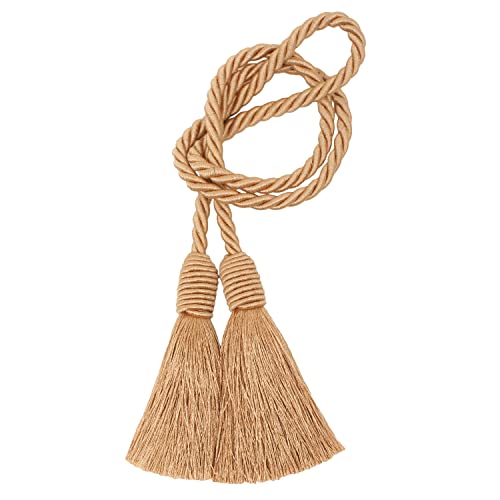 Image of 4 Pack Curtain Tiebacks Handmade Decorative Curtain Holdbacks Rope with Tassel - Gold