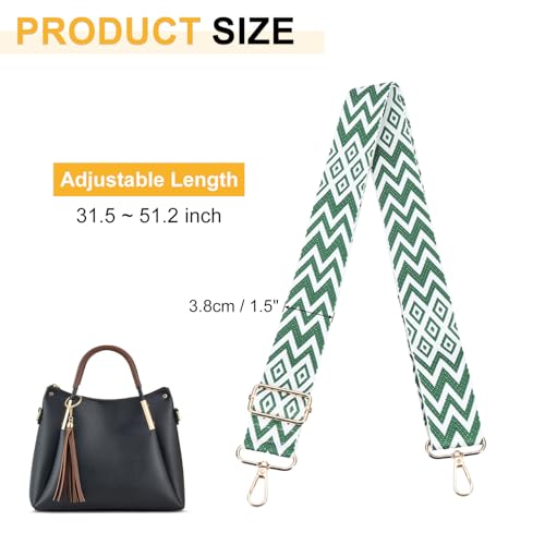Image of PATIKIL 55in Purse Straps Replacement Crossbody, Bag Straps Crossbody Universal Adjustable Canvas Bohemian for Purses Handbags Guitar, Dark Green