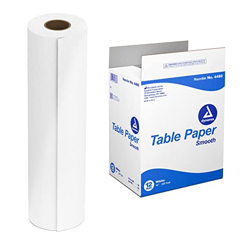 Dynarex Headrest Table Paper, Smooth and High-Quality Exam Table Paper, Used in Medical, Massage, and Chiropractic Tables to Protect Patients, 14" x 225 ft., 1 Case of 12 Table Papers, Smooth