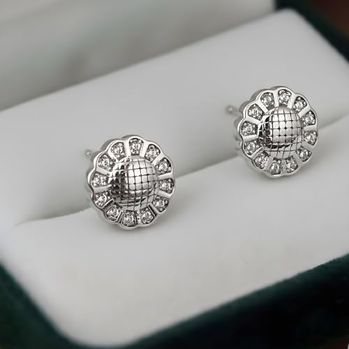 Image of Silver Sunflower Stud Earrings