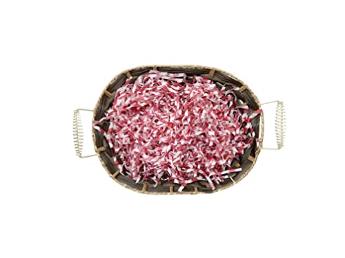 Image of Eco Sarras thin shredded paper crinkle paper grass strips gift tray decoration, gift hamper decorations, gift box fillers, wedding birthday & valentines day gift (1000 Grams / 1 KG, Red Checked)