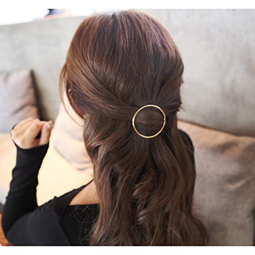 Oblique Unique® Metall Haarklammer Rund Damen Frauen Mädchen Haarspange in Gold oder Silber - Farbe wählbar (Gold)