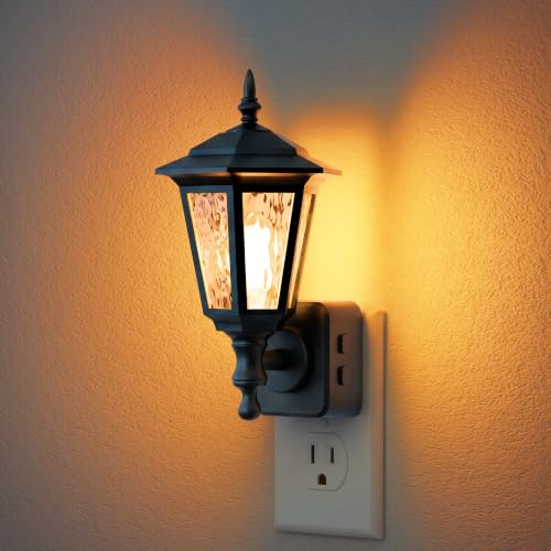 Image of JandCase Night Lights Plug into Wall, 2000K Amber | Dusk to Dawn Sensor, 0-100LM Dimmable Industrial 180Rotating Night Light for Bedroom, Bathroom, Living Room, Hallway