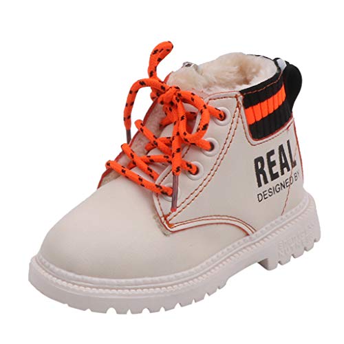 Baby Fur Lined Leather Boots Anti-Slip Winter Snow Booties for Toddler Boys Girls Winter Warm Ankle Short Boots