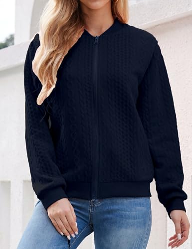 Image of Larmliss Women's Zip Up Cardigan Sweater Hoodies Long Sleeve Jacket Crewneck Casual Outerwear Spring Fall Trendy Coat Outfits