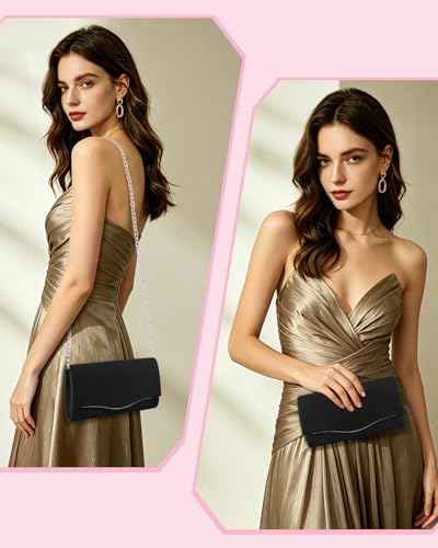 Image of TINDTOP Clutch Purses for Women, Formal Evening Bags Suede Shoulder Envelope Party Handbags Wedding Cocktail Prom Clutches