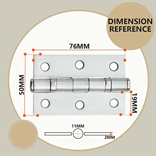 Bwintech 3 works 75 x 50 x 2.0mm(3 inch) Satin Chrome Brushed Hinge for Fire Door Steel Fire Rated Internal Door Hinges - Image 2