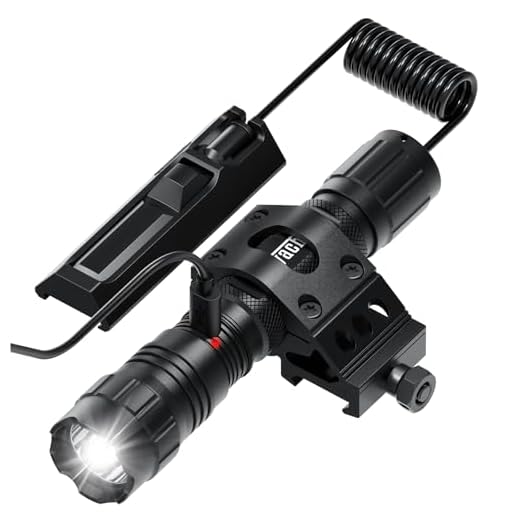 Feyachi 1500 Lumen LED Tactical Flashlight Rechargeable IPX7 Protection 4 Modes Weapon Light Picatinny Rail Flashlight Included with Pressure Switch