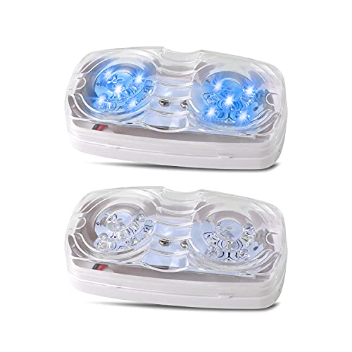 Meerkatt (Pack Of 2) Clear Lens Blue Side Marker Lights Double Bullseye 10 Led Clearance Lamp Heavy Duty Commercial Truck Bulb For Trailer Lorry Suv Pickup 12V Dc Universal Ro12 #TOP11