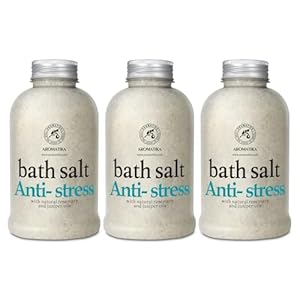 Sales de Baño Anti-Estrés Set 3х600g – Sales de Baño con Aceites Naturales de Romero y Enebro – Sales Marinas de Baño Naturales – Cuidado del Cuerpo – Belleza – Relajación – Aromaterapia – Spa