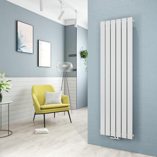 Heilmetz Radiateur à Eau Chaude 1800 x 460 mm, 1670W radiateur eau, Panneau Plat Simple couche, Connexion Centrale, Montage Mural Vertical, Design Blanc