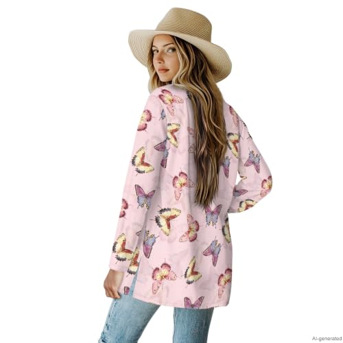 Image of Cardigan Sweaters for Women Long Sleeve Cardigan Soft Drape Open Front Fall Dusters V-Neck Jackets Dressy Loose Coat
