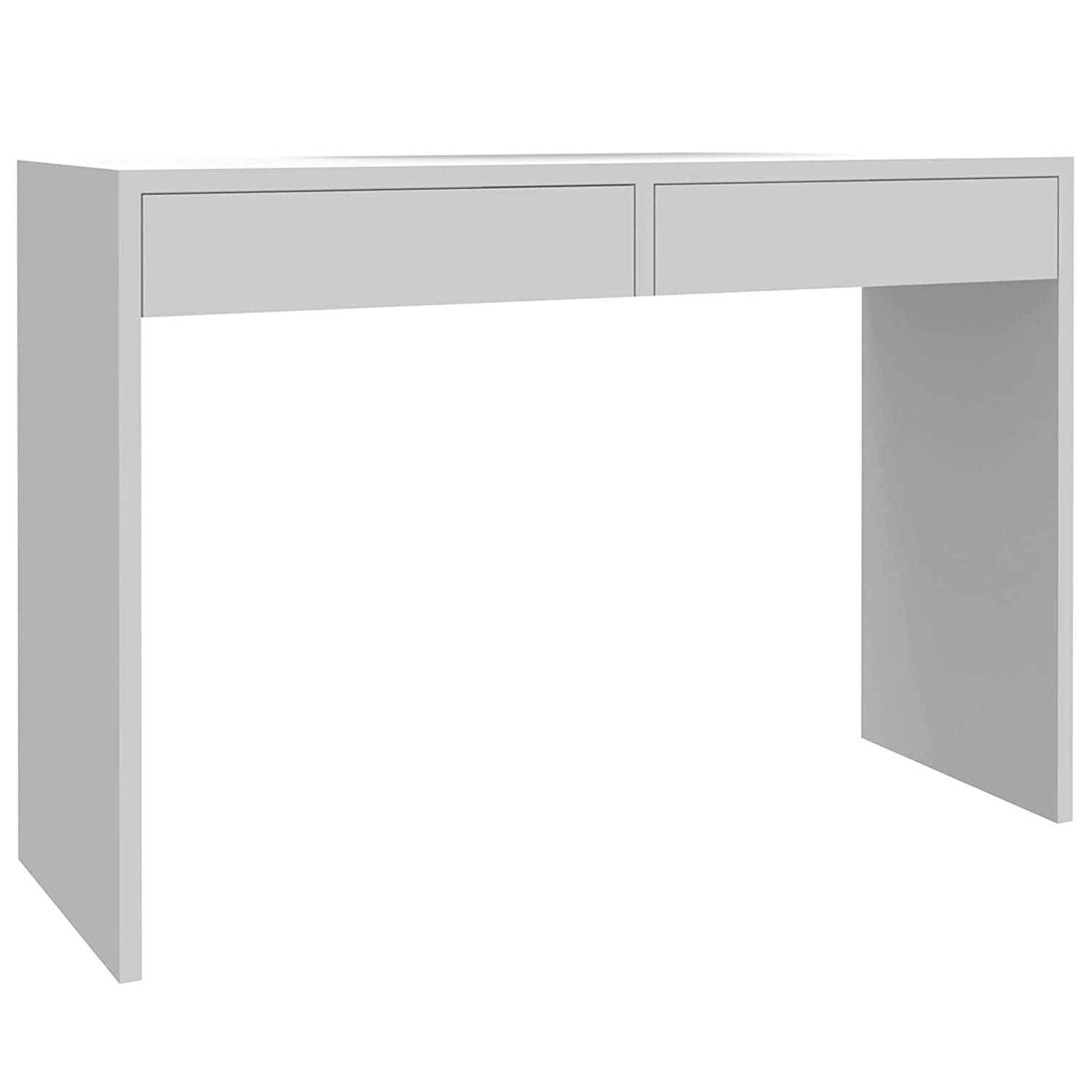 Escritorio Astral Al 78 x An 115 x Pr 40 cm, Tablero de Mueble Laminado, 2 cajones con guías metálicas sobre Ruedas, Paneles Laterales (Blanco)