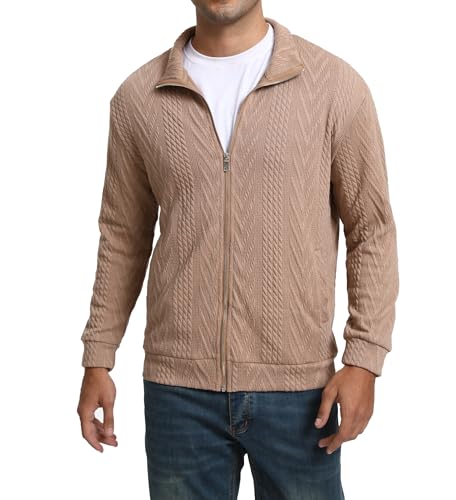 Men’s Full Zip Up Cardigan Outerwear Casual Shawl Collar Open Front Cardigan Sweaters with Pockets2