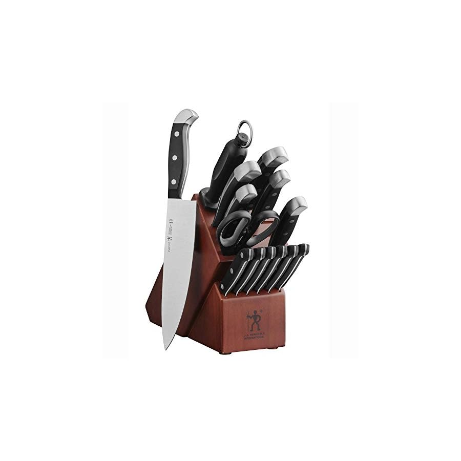 HENCKELS Premium Quality 15-Piece Knife Set with Block, Razor-Sharp, German Engineered Knife Informed by over 100 Years of Masterful Knife Making, Lightweight and Strong, Dark Brown