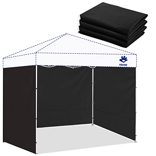 Fanpat Instant Canopy Tent Sidewalls for 10x10 Pop Up Canopy Waterproof 99% UV Protection3 Piece Sidewalls Black(3PCS Sidewall Only Canopy Tent NOT Included)