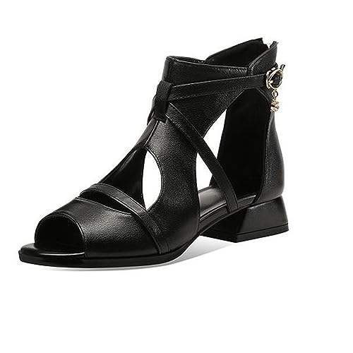 Purubylley Woman Non-Slip Open Toe Gladiator Sandals,Vintage Outdoor High Top Ankle Sandals，Summer Hollow Vamp Peep Toe Back Zipper Shoes