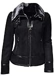 lammfelljacke damen gebraucht  MADDOX Damen Lammfelljacke echt Leder Lammfell Shearling Schwarz Anthrazit (42)