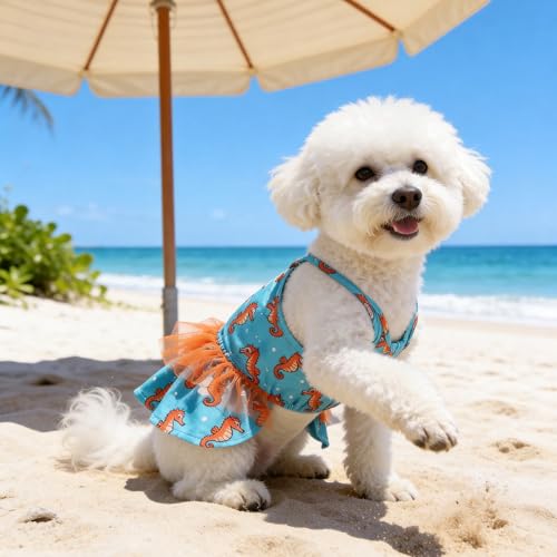 Image of CuteBone One Piece Dog Bikini Swimsuit Dress - Puppy Bathing Suit Costume for Small Dogs - Comfortable & Stylish Pet Clothes for Summer Pool, Beach & Play LTDB17S