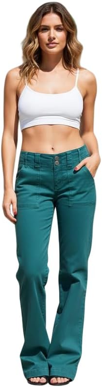 Wide Leg Pants for Women Business Casual Low Rise Straight Leg Bootcut Pants Jeans Trendy with Pockets
