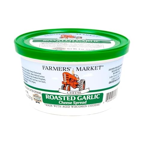 Deli Direct, Farmers Market, Cheese Spread - Shelf Stable, Gourmet Spreadable Cheese for Crackers, Chips & Pretzels, Creamy Cheese Dip, Ideal for Snacking & Entertaining, (Roasted Garlic 8oz) Cover