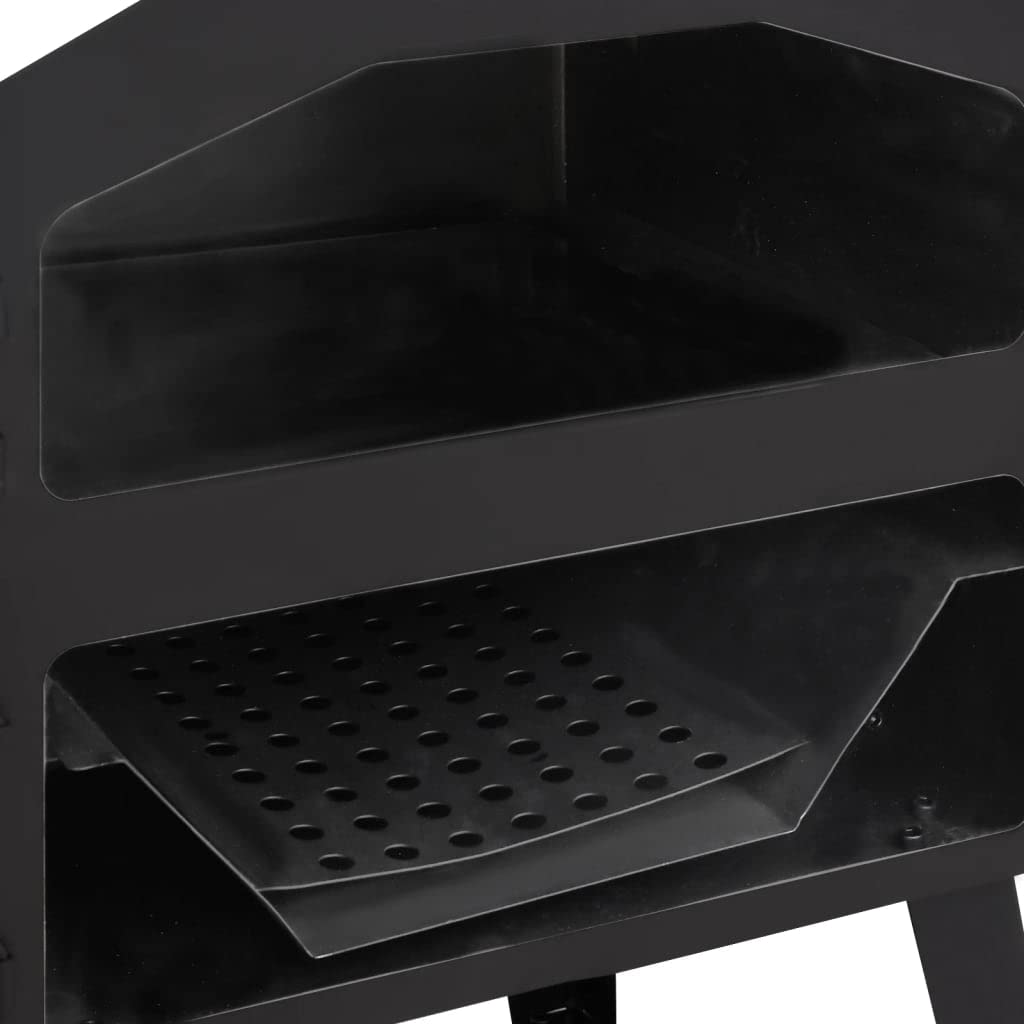 vidaXL Horno de Pizza Exterior Carbón 2 Piedras de Barro Refractario Cocina Comida Jardín Patio Pan con Estanque Almacenamiento Termómetro