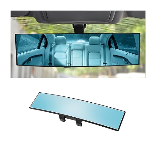 Image of Osilly Rear View Mirror for Car, 12.1 inch Interior Clip-on Panoramic Convex Rearview Mirrors, HD Anti Glare Wide Angle and Reduce Blind Spot, Universal for SUV Trucks Vehicles (Blue)