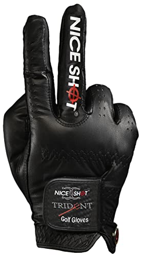 Image of Nice Shot Trident Men's Golf Glove in Triple Reinforced Premium Black Cabretta Leather