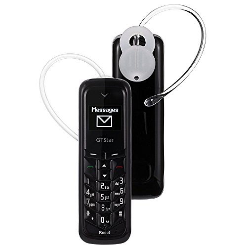 GTStar Mini bluetooth handset phone UPGRADED BM50 0.66 inch Unlocked Mini Mobile Phone Bluetooth Earphone Dialer Dual SIM Card Slots(Black)