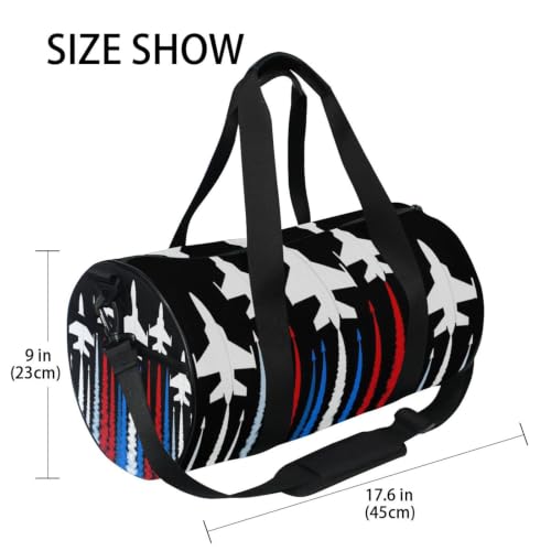 Bolsa de gimnasio ligera con bolsillo interior y estampado de aviones de EE. UU. 4