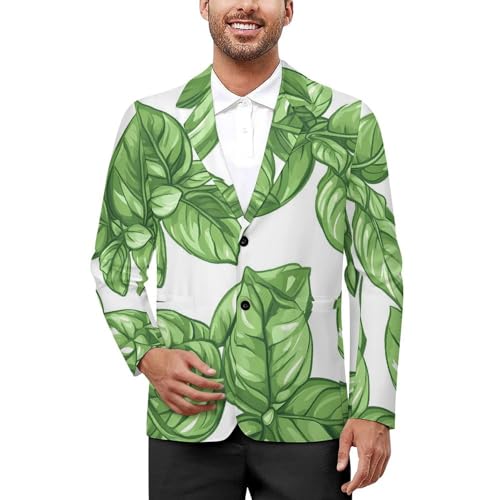 Basil Leaves Classic Suits Blazer for Men Business Tuxedo Jacket Sport Coat Two Buttons