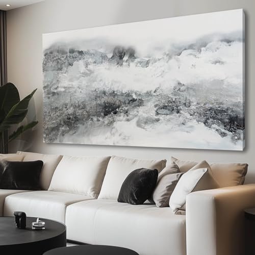 VAYIMDH White Abstract Wall Art Black Wall Decor Large Artwork For Living Room Pictures For Bedrooms 29