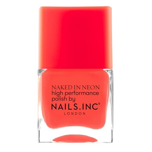 Nails Inc Be Your Inc.redible Self Coral Street Coral Neon No Chip Long Lasting Quick Dry Air Dry Professional Manicures & Pedicures Fingernails & Toenails Vegan Nail Polish 14 ML
