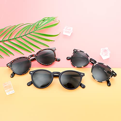 Image of Reading Sunglasses Vintage Round for Men and Women Protection Shades 3 Pack (Navy+Black White+Floral, 3.00 Magnification)