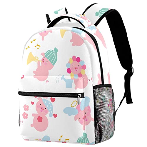 Mochila para portátil de cerdos florales para hombres y mujeres