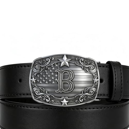 Image of Western Belt Buckle for Men Vintage Cowboy Rodeo Texas Initial Letter ABCDJMR to Z Belt Buckles