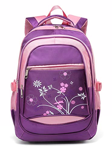 Girls Backpacks for Kids Primary Middle School Bags for Kindergarten Bookbags Durable (Purple)